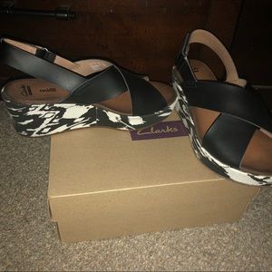 Black and White Wedge Sandals